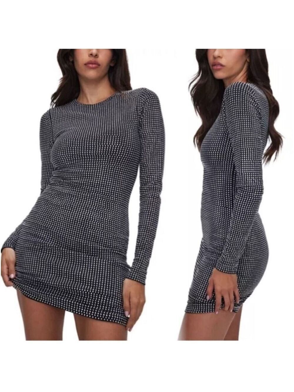 Women's GOOD AMERICAN $259 Mini Dress XS Black Silver Embellished
